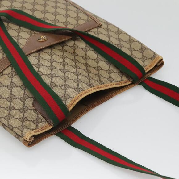 GUCCI GG Supreme Web Sherry Line Tote Bag Pvc Beige Red 39 02 003 - Picture 6 of 16